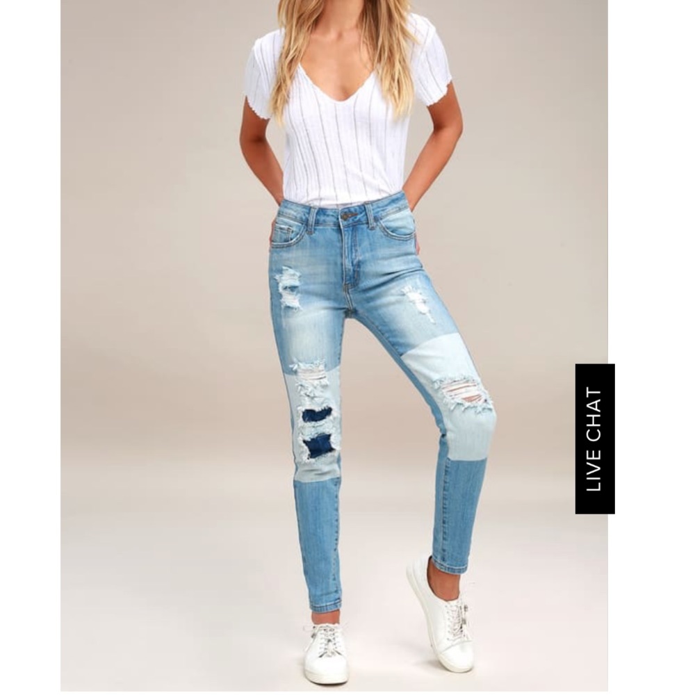 Lulus Cleo Two Tone Distressed Skinny Jeans
